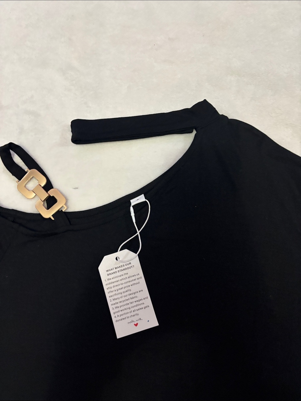 Dress One-Shoulder Black A-Line with Mesh Hem Accent NWT - Picture 4 of 6